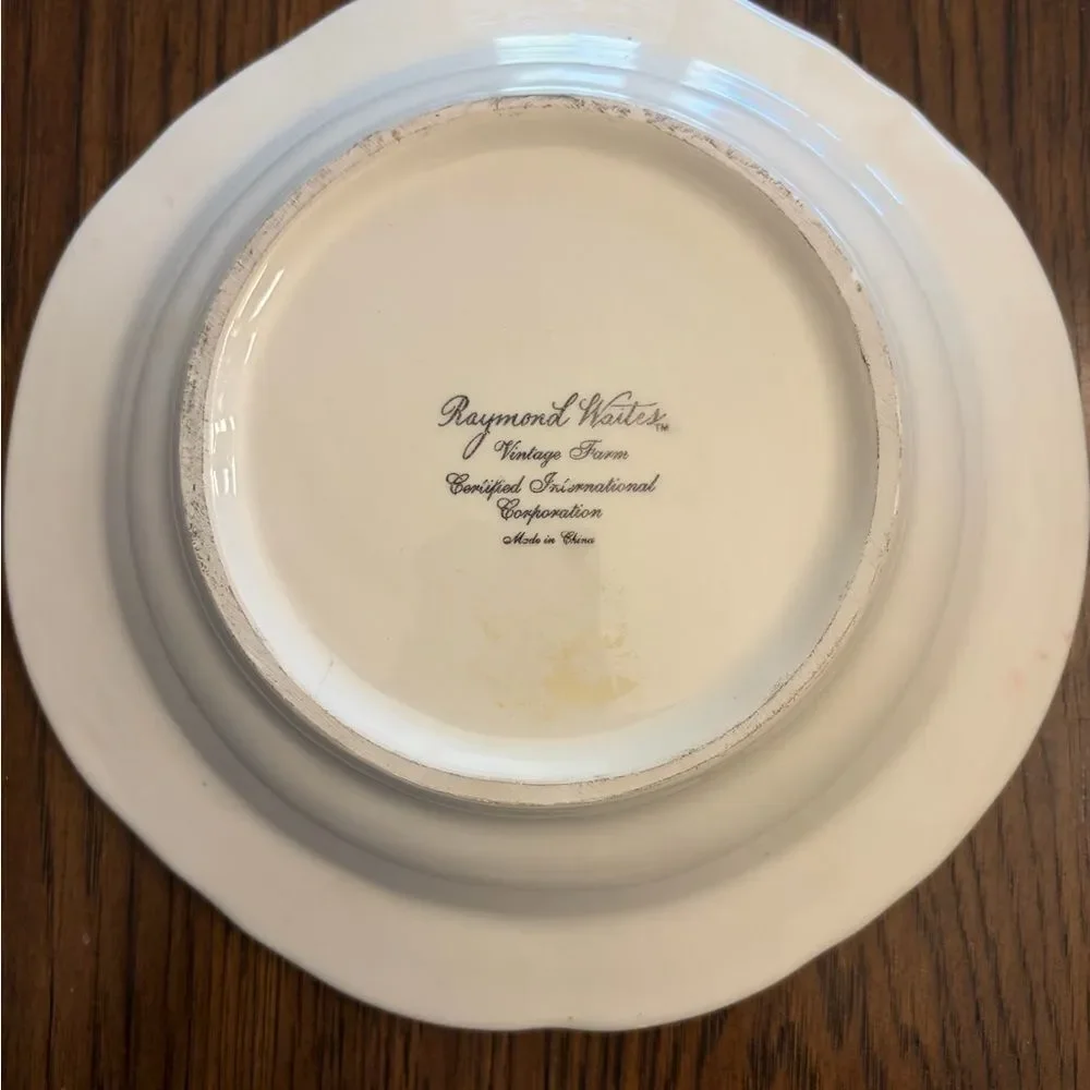 Raymond Waited vintage farm Decorative Hen Plate with Red and White Design